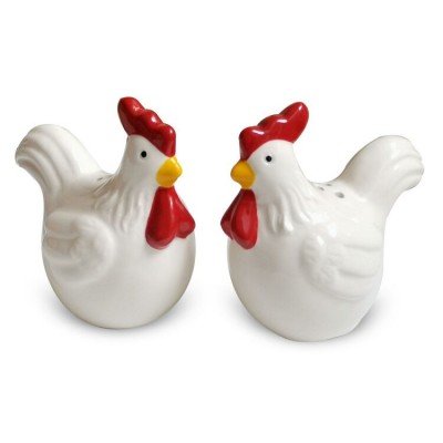 Rooster Salt & Pepper Keeper Ceramic Easter Cock Handpainting Dolomite Chick Salt & Pepper Shakers