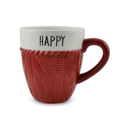 Ceramic Sweater Mug with Wax Resist Decal Handpainting Ceramic Embossed  mug Sweater Design Coffee Mug