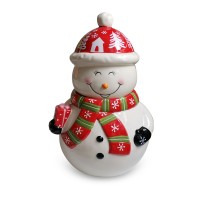 Christmas Dolomite Snowman Cookie Jar Ceramic Handpainting Biscuit Jar Snowman Storage Jar