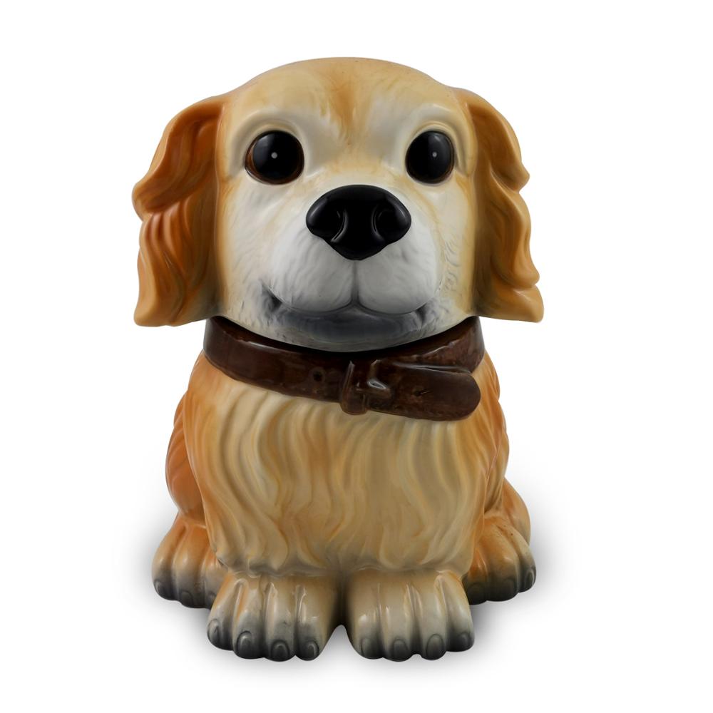 Ceramic Dog Design Cookie Jar Dolomite 3D Dog Shaped Canister Handpainting Storage Jar