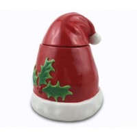 Christmas Storage Jar in Santa Design Handpainting Dolomite Santa Hat Canister Ceramic Santa Cookie Jar